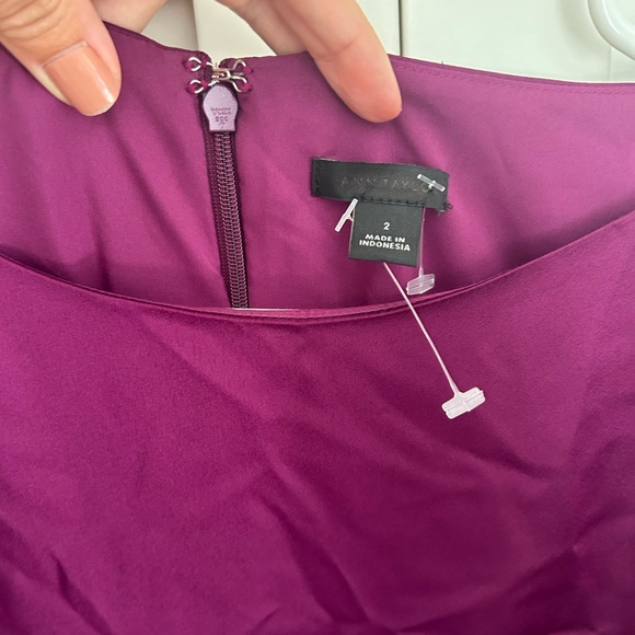 NWOT Puff Shoulder Belted Flare Dress - Picture 5 of 9